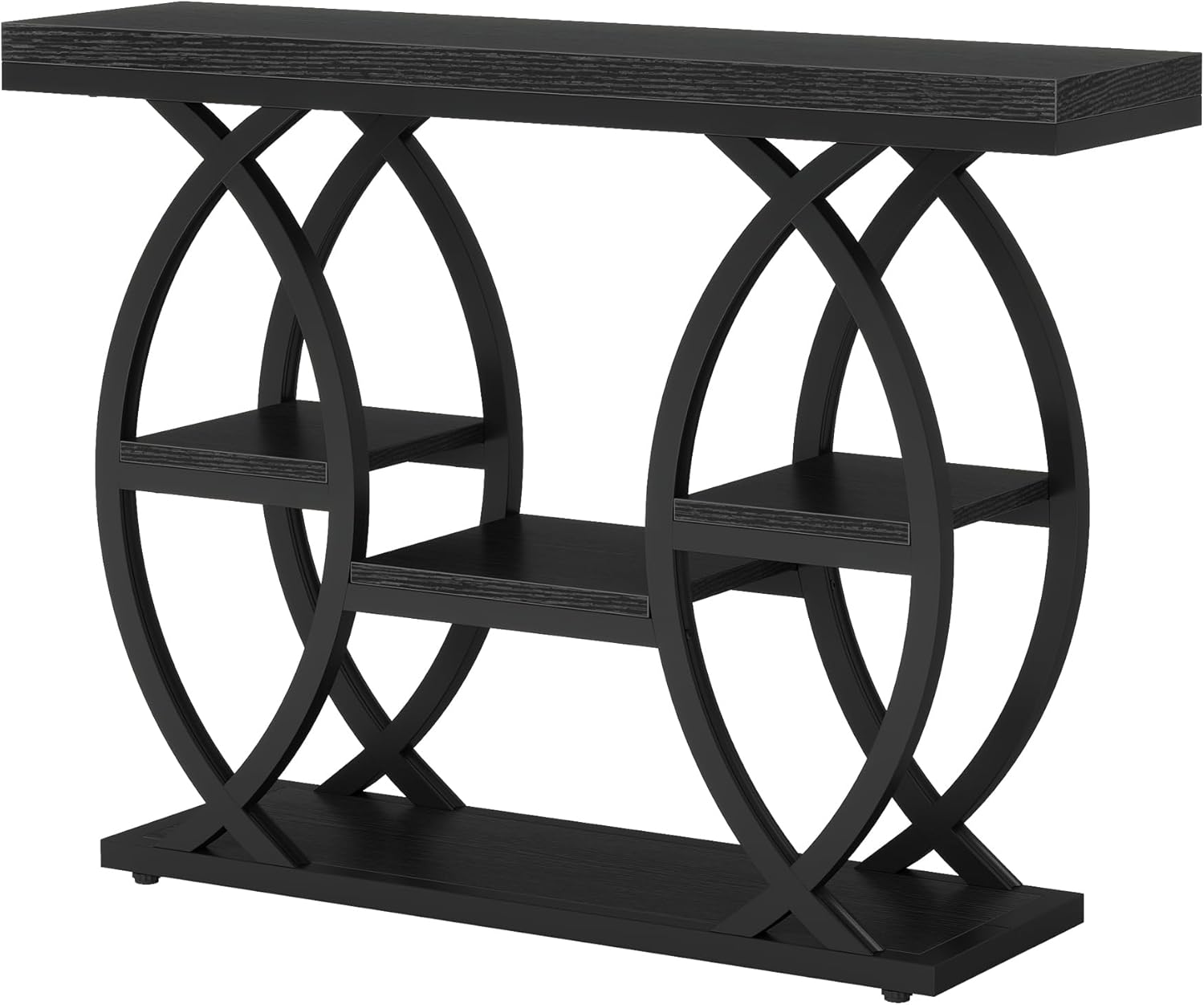 Tribesigns 39.4' Console Table, Industrial 4-Tier Sofa Table Entryway Table with Storage Shelves, Narrow Wood Accent Tables with Metal Frame for Small Spaces, Hallway, Foyer, Black
