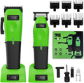 TPOB Play Barber Hair Clippers for Men 7500 RPM with Rubber Grips (Green 2 Set)