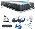 INTEX 26377EH Ultra XTR 32ft x 16ft x 52in Above Ground Swimming Pool Set with Sand Filter Pump, Inflatable Lounge Pool Recliners (2-Pack) and Inflatable Cooler