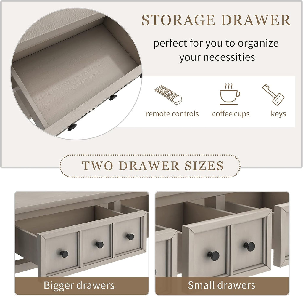 Merax Sofa Table 60 inch Sofa Table Long Console Table with Drawers and Shelf for Entryway Easy Assembly Hallway Table