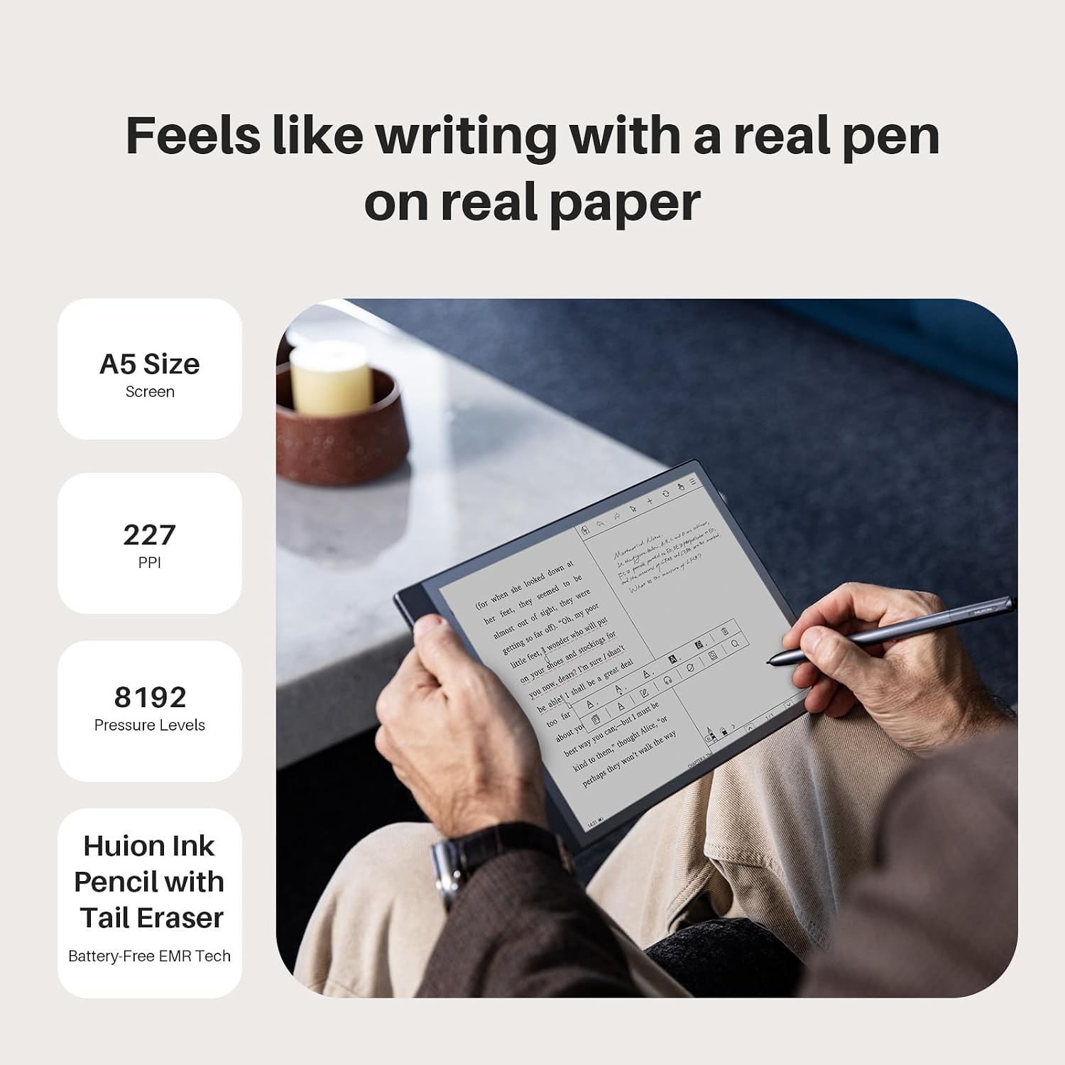 Huion Ink EB1011 E Ink Tablet 10.3' Digital Notebook with Dual Front Light Full- Laminated Anti-Glare Glass Battery-Free Pen 8192 Pressure Handwritten-to-Text for Reading, Writing & Note-Taking