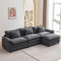 Oprisen 120' Modular Sectional Sofa, Comfy Cloud Couch Sectional Sofa with Ottoman, Velvet Sofa Sleeper Deep Seat Sofa with Throw Pillows for Living Room (Blue Gray, 120'- L Shape)