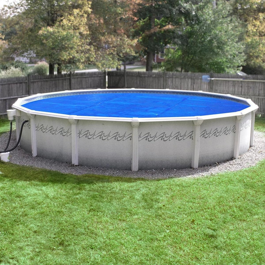 Pool Mate 18 Ft Blue/Silver Deluxe Solar Cover for Above Ground Pool, Pool Solar Cover, 8-Mil Thick, 5-Year Warranty, Made in USA