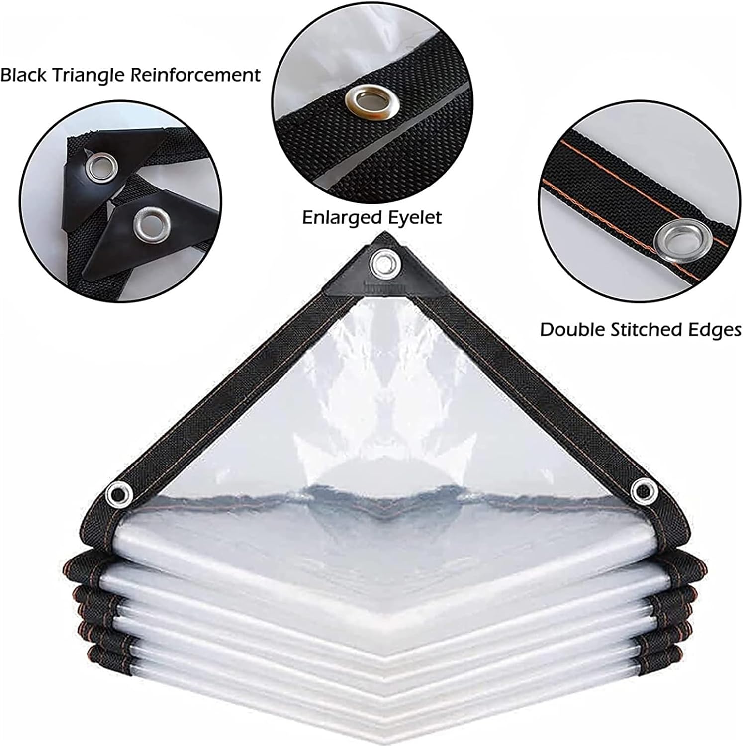Clear Tarp Waterproof Plastic Tarps with Grommets Heavy Duty Outdoor Curtains Transparent Cover for Greenhouse, Garden(14' x 25')