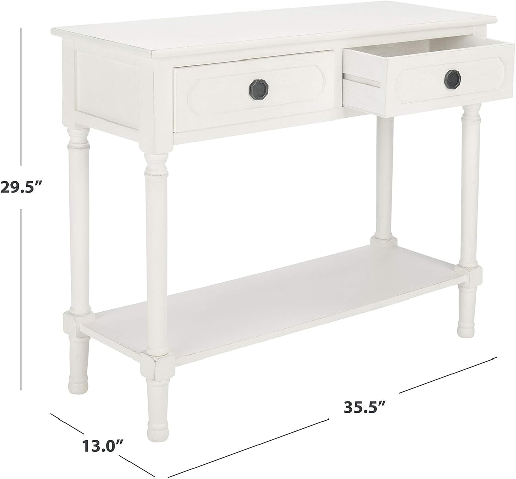 Safavieh Home Collection Allura Distressed White 2-Drawer Bottom Shelf Console Table