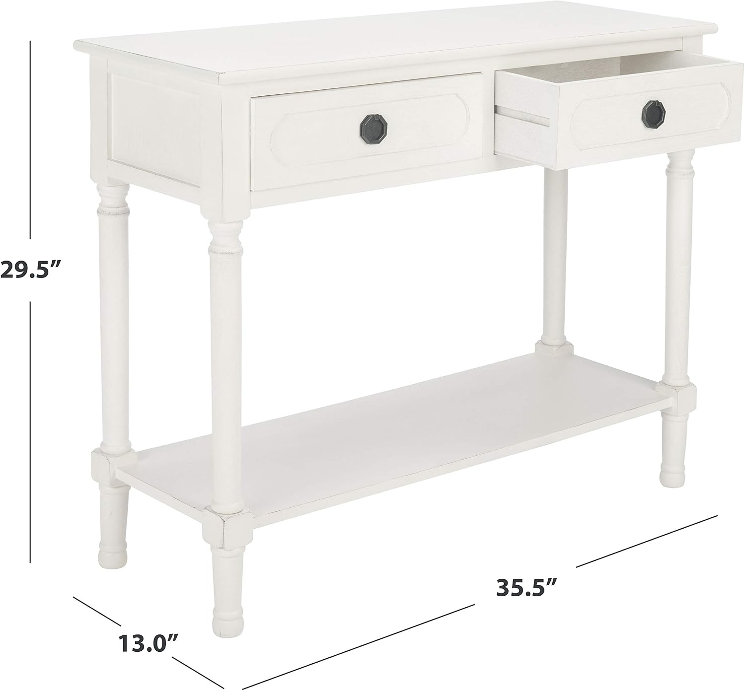 Safavieh Home Collection Allura Distressed White 2-Drawer Bottom Shelf Console Table