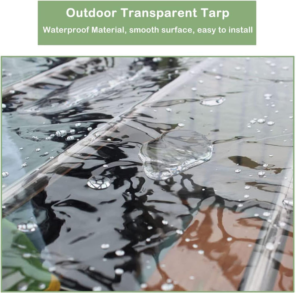 Transparent Waterproof Curtains for Pergola, Transparent Waterproof Rain Shields with Zipper and Eyelets, Tarpaulin Sheet Clear PVC Tarp(15x11ft/4.5x3.5m)