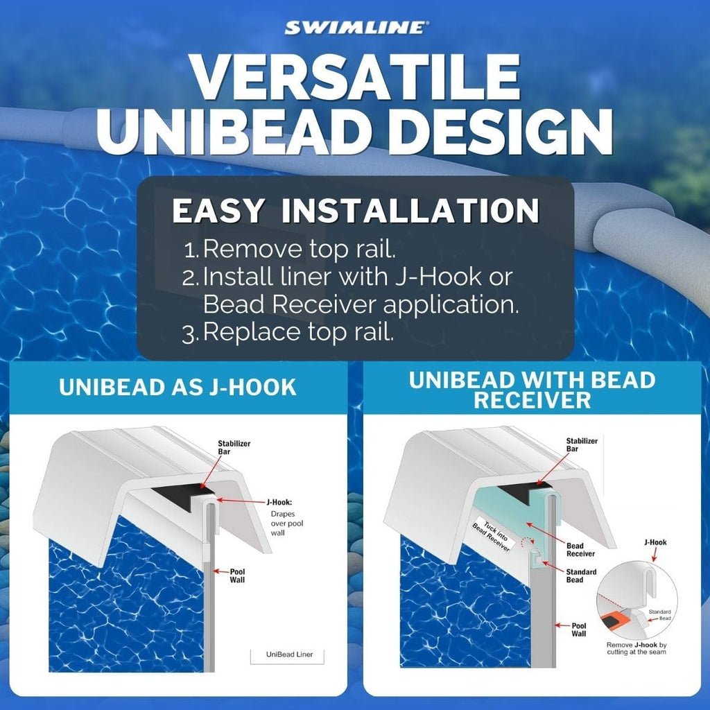 Swimline Unibead Pool Liner for Above Ground Pools, Mosaic Diamond, 12 x 21 (Oval), 52 Inch Wall, 25 Gauge