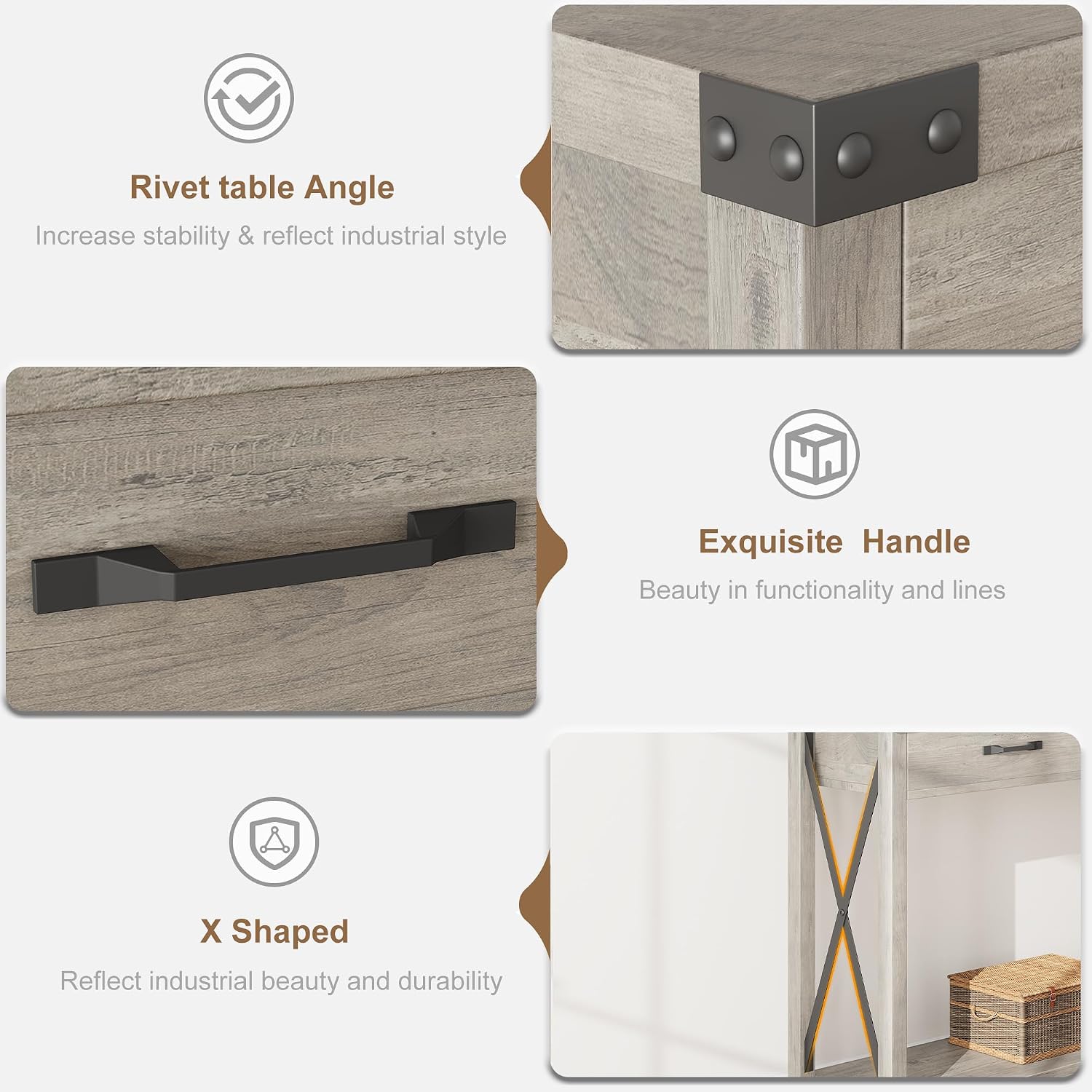 IDEALHOUSE Console Table with 2 Drawers, Farmhouse Entryway Table with Storage Shelf, Accent Wood Sofa Table for Living Room, Hallway, Foyer-Grey (WCT001)