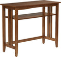 OSP Home Furnishings Sierra 36-Inch Sofa Table with Lower Storage Shelf and Mission Style Side Panels, Ash Brown