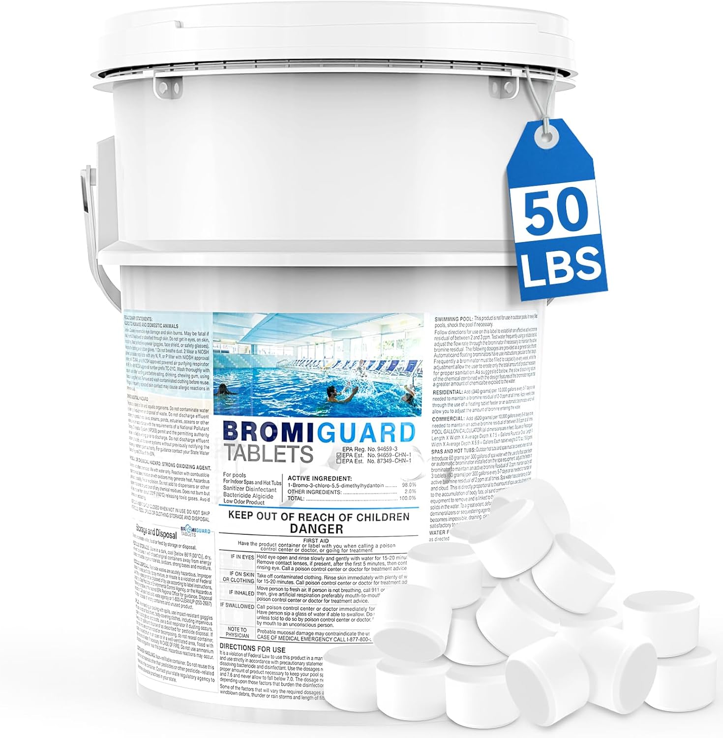 Bromine Tablets for SPA Hot Tub 50LB Tabs Brominating Tablets Booster Eliminates Bacteria Algae Soft Water Feel No Chlorine Odor Chemical Sanitizer Chlorine Alternative