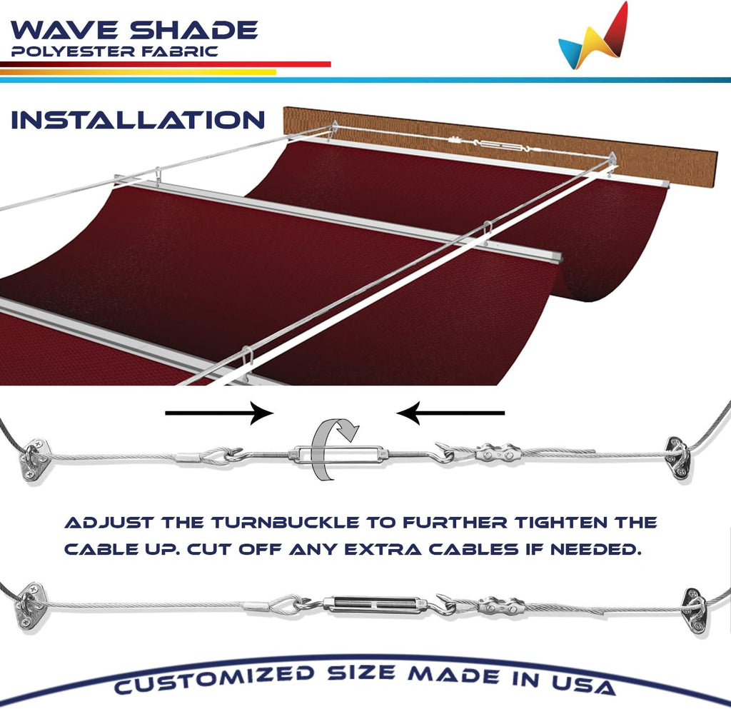 Windscreen4less 3' x 4' Waterproof Retractable Sun Shade Canopy Cover Sliding Wave Shade Sail for Pergola Patio Deck Yard Gazebo Outdoor (Red)