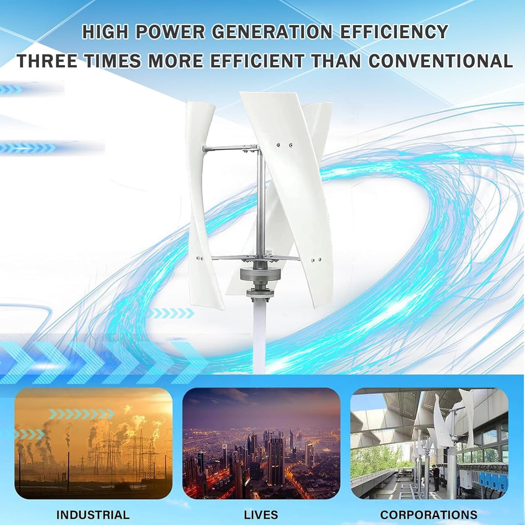 18000W Vertical Wind Turbine Generator Kit for Home, Business & Industrial Energy Supply, Complete with Controller, Efficient Renewable Energy Solution (White, 24V)