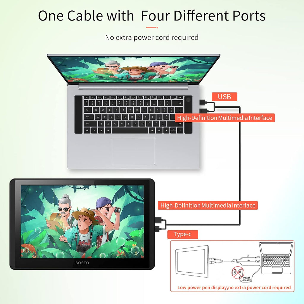 ZJchao LCD Graphics Drawing Tablet Monitor 11.6 Inch Screen 1366x768 Resolution 8192 Pressure Levels Passive Technology Tilt Function Support USB Powered Low Consumption Drawing Pad