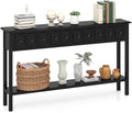 Giantex 60' Entryway Table, Long Narrow Console Table with 4 Drawers and Open Storage Shelf, Modern Slim Entry Tables, Farmhouse Wooden Sofa Tables with Anti-Tip Kit for Living Room, Hallway (Black)