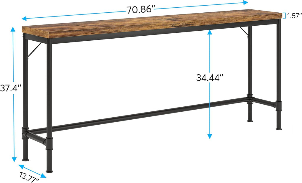Tribesigns 70.9 Inch Extra Long Console Table, Narrow Sofa Table Behind Couch, Rustic Entryway Hallway Table Industrial Height Bar Table for Living Room