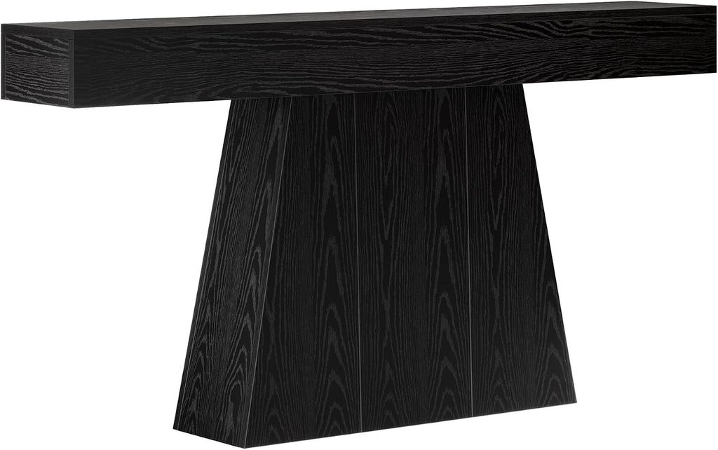 Tribesigns 63' Black Console Table, Farmhouse Entryway Table with Trapezoidal Base, Narrow Long Wood Sofa Table Behind Couch Table for Entrance, Hallway, Living Room, Black