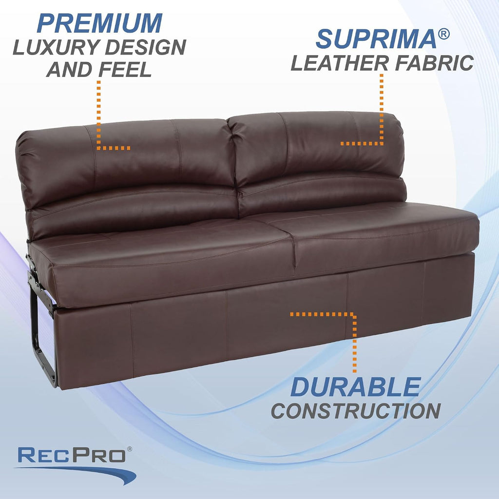 RecPro Charles RV Jackknife Sofa | Love Seat | Sleeper Sofa | Length Options 62', 68', 72' (68 Inch, Mahogany)