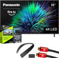 Panasonic TV-55W70BP W70 Series 55 inch LED 4K Ultra HD Smart Fire TV Bundle with WN10 Neck Speaker, 4 YR CPS Enhanced Protection, 2X HDMI Cable & Deco Gear Complete Home Theater Beginner's Guidebook