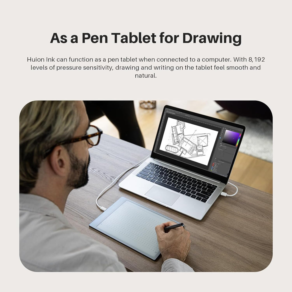 Huion Ink EB1011 E Ink Tablet 10.3' Digital Notebook with Dual Front Light Full- Laminated Anti-Glare Glass Battery-Free Pen 8192 Pressure Handwritten-to-Text for Reading, Writing & Note-Taking