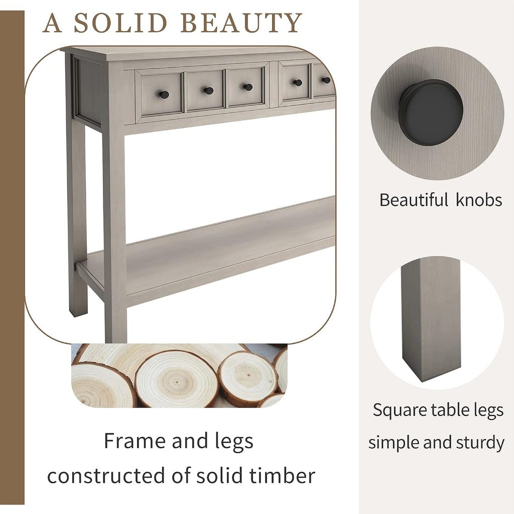 Merax Sofa Table 60 inch Sofa Table Long Console Table with Drawers and Shelf for Entryway Easy Assembly Hallway Table