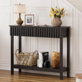 Trironsun Fluted Console Table with 2 Drawers Narrow Sofa Table with Open Storage Shelf Modern Behind Couch Tables Long Entryway Table for Foyer Hallway