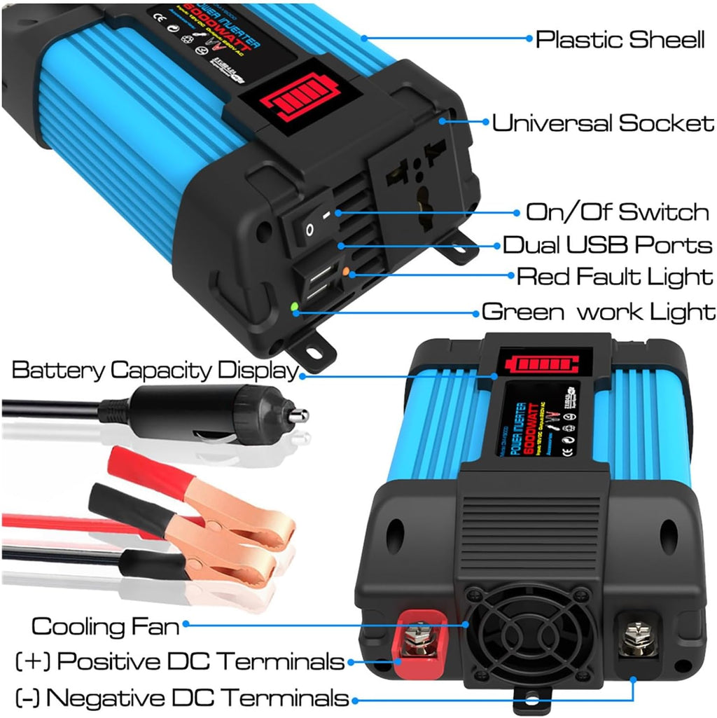 Inverter Solar Panel Kit 4000W 6000W 12V to 110V/220V Solar System Combo Solar Generator Home Grid System 50W Folding Photovoltaic Panel + 50A Controller(4000W,12V-220V)