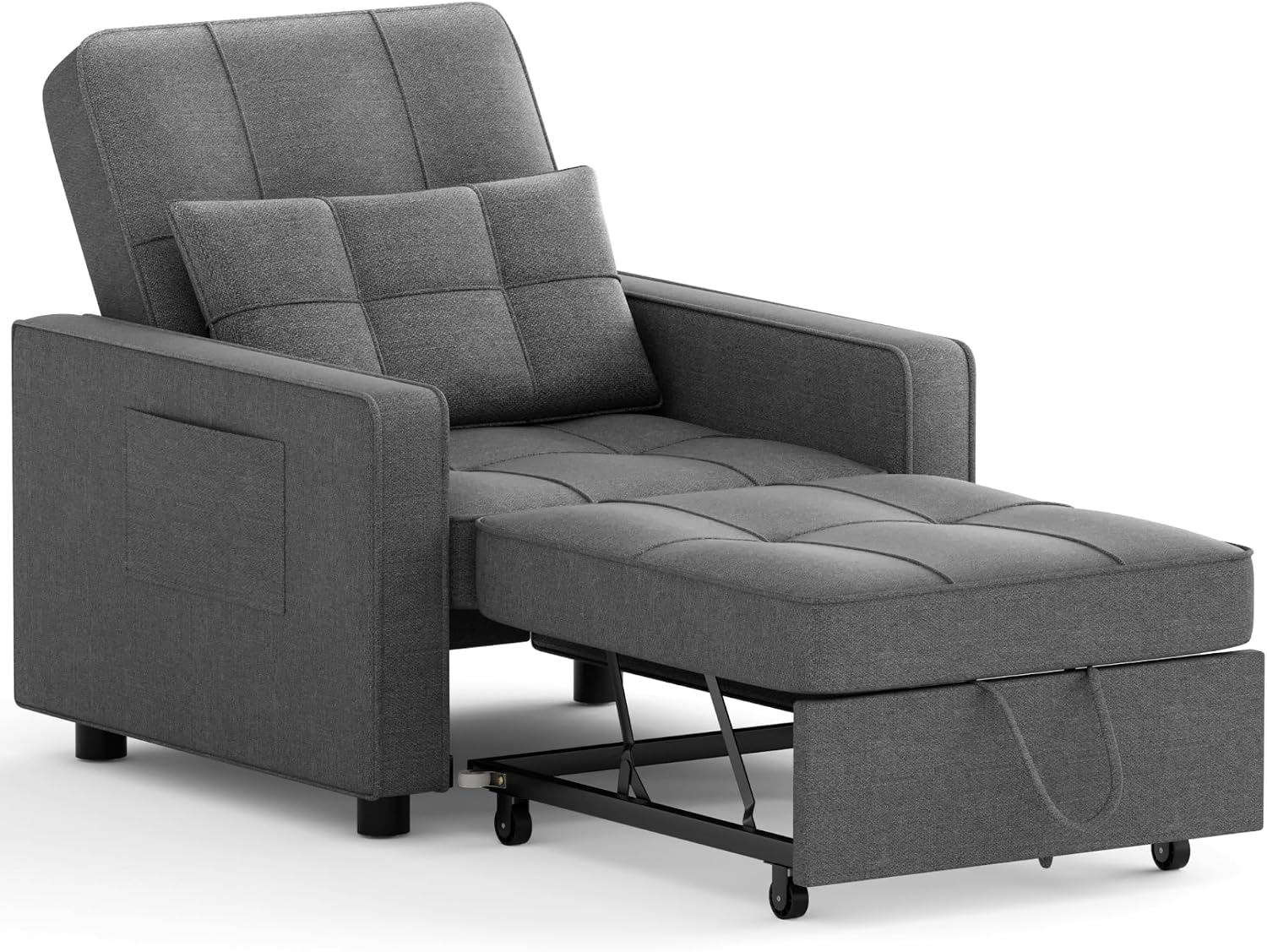 Flamaker Sofa Bed, Sleeper Sofa 3-in-1, Adjustable Couch Bed with Modern Linen Fabric, Convertible Sleeper Chair, Couches for Living Room, Apartment and Small Space (Graphite Gray)