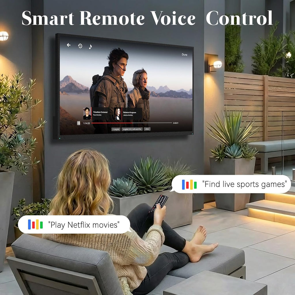 55 Inch Outdoor TV, 2000 Nits Ultra Bright 4K UHD Weatherproof Television, IP55 Waterproof Smart TV with WebOS 22 & Anti-Glare Screen for Direct Sunlight, Backyard, Poolside, Deck & Patio