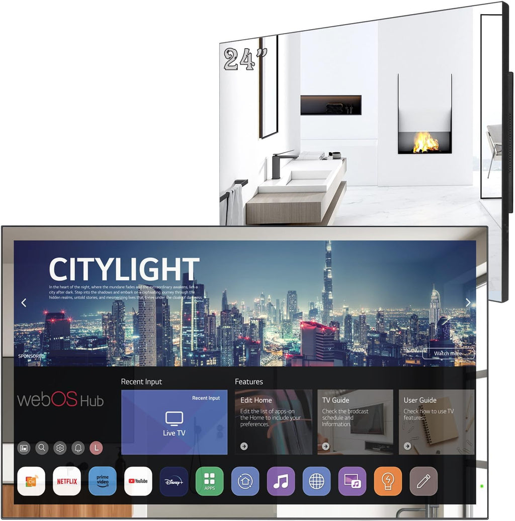Soulaca 24 inches Smart Magic Mirror Bathroom LED TV with webOS, Built-in ATSC DTV Tuner WiFi & Bluetooth Voice Control Smart TV for Bathroom, SPA & Hotel Use