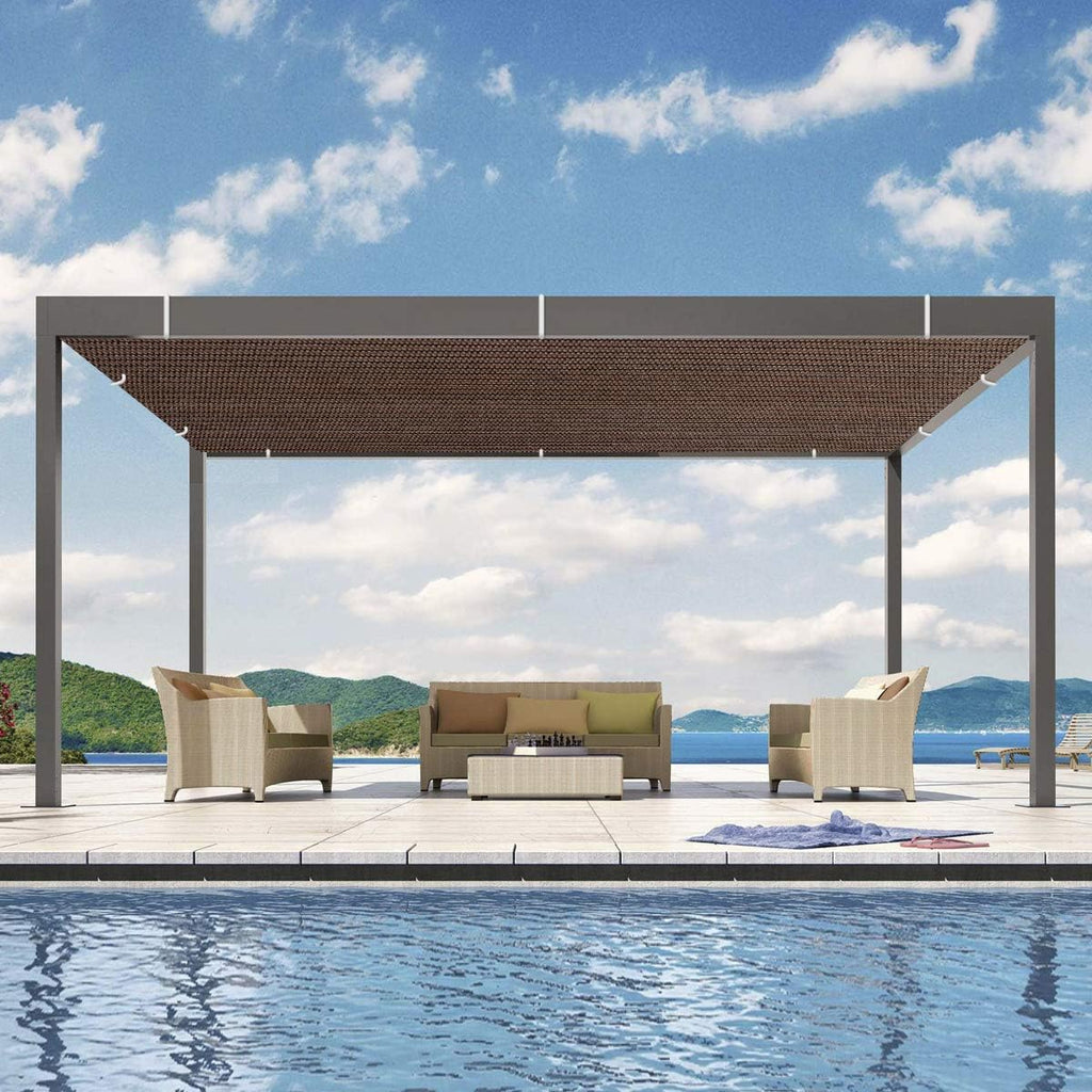 Eden's Decor Straight Flat Edge Sun Shade Sail with Grommets, Pergola Shade Cover Outdoo Sun Shade, Patio Shade, Deck Shade(Brown, 8' X 13')
