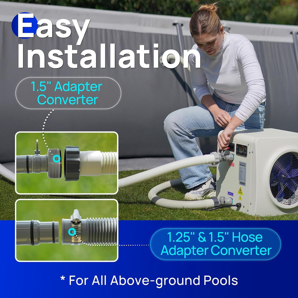 AQUASTRONG Swimming Pool Heat Pump,Electric Pool Heater for Above Ground and Inground Pool,Heating and Cooling Pool Heater Pools Up to, 6500 Gallons