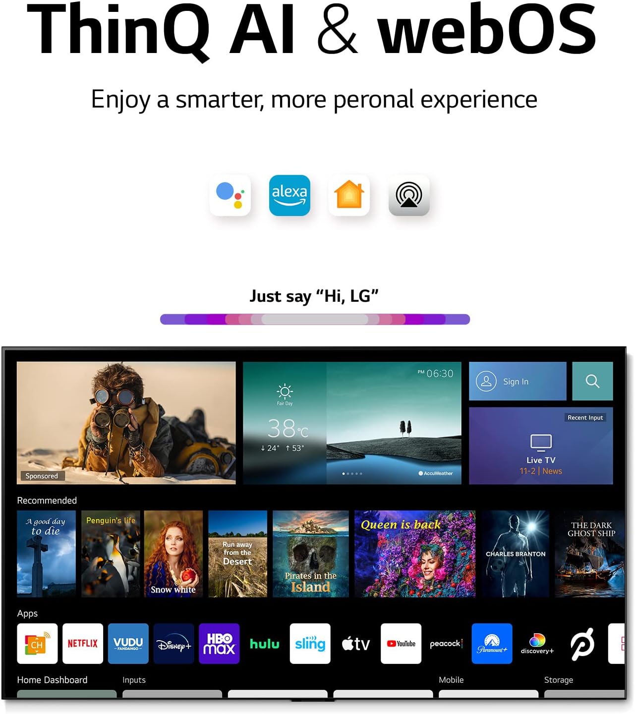 LG A2 Series 55-Inch Class OLED Smart TV OLED55A2PUA, 2022 - AI-Powered 4K TV, Alexa Built-in