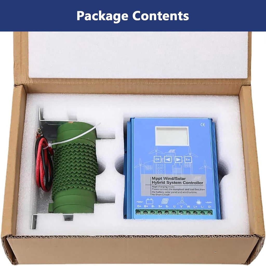 Wind Solar Hybrid Charge Controller 12000W Wind Solar Turbine Generator Controller with Dump Load, 12V/24V/48V Automatic Controller for Home, Boat, Street Light,12V