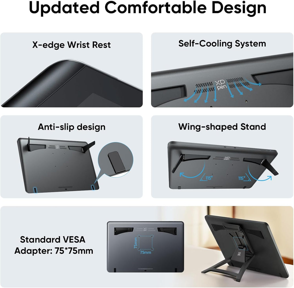 XPPen 4K UHD Artist Pro 19 Gen2 Drawing Tablet with Screen, 156% sRGB Graphic Tablet with 1.07 Billion Colors Anti-Glare Drawing Monitor with Dual 16384 Pen Pressure Stylus, Mini Keydial, 18.4'