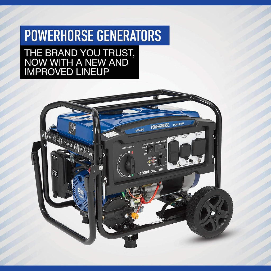 Powerhorse Portable Dual Fuel Generator, 4500 Watts