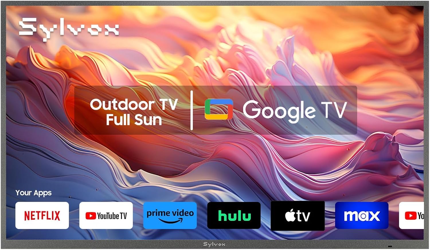 SYLVOX Outdoor TV, 65 inch Full Sun Smart Outdoor TVs, Weatherproof 2000 Nits High Brightness IP56 Waterproof, 4K TV for Outside WiFi Bluetooth Voice Assistant Chromecast (Pool Pro 3.0)