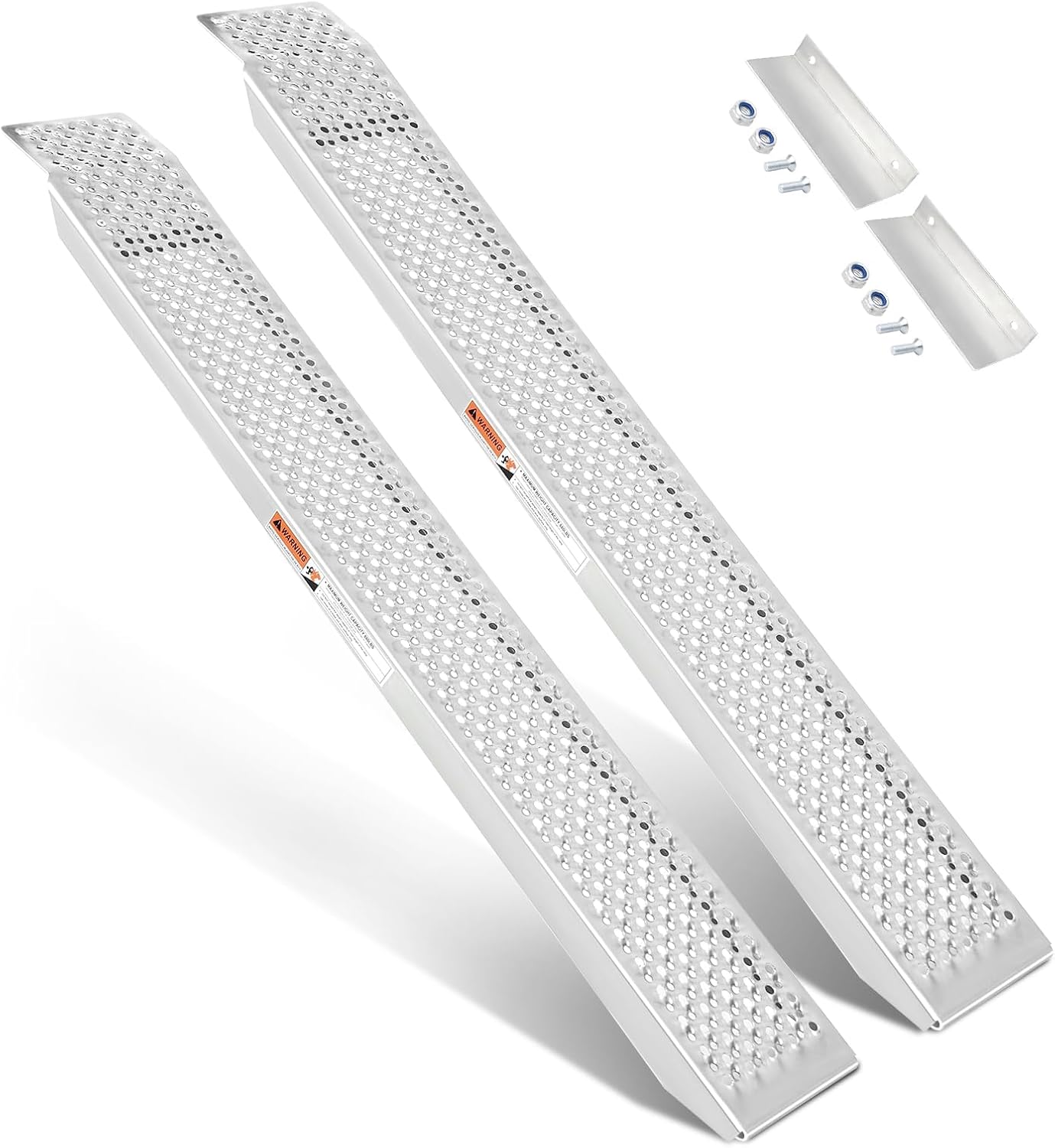 Aluminum Shed Threshold Entry Ramps for Lawn Mower, 2-Pack, 58.81' x 7.87', Punched Plate Traction, 880 lb per Pair