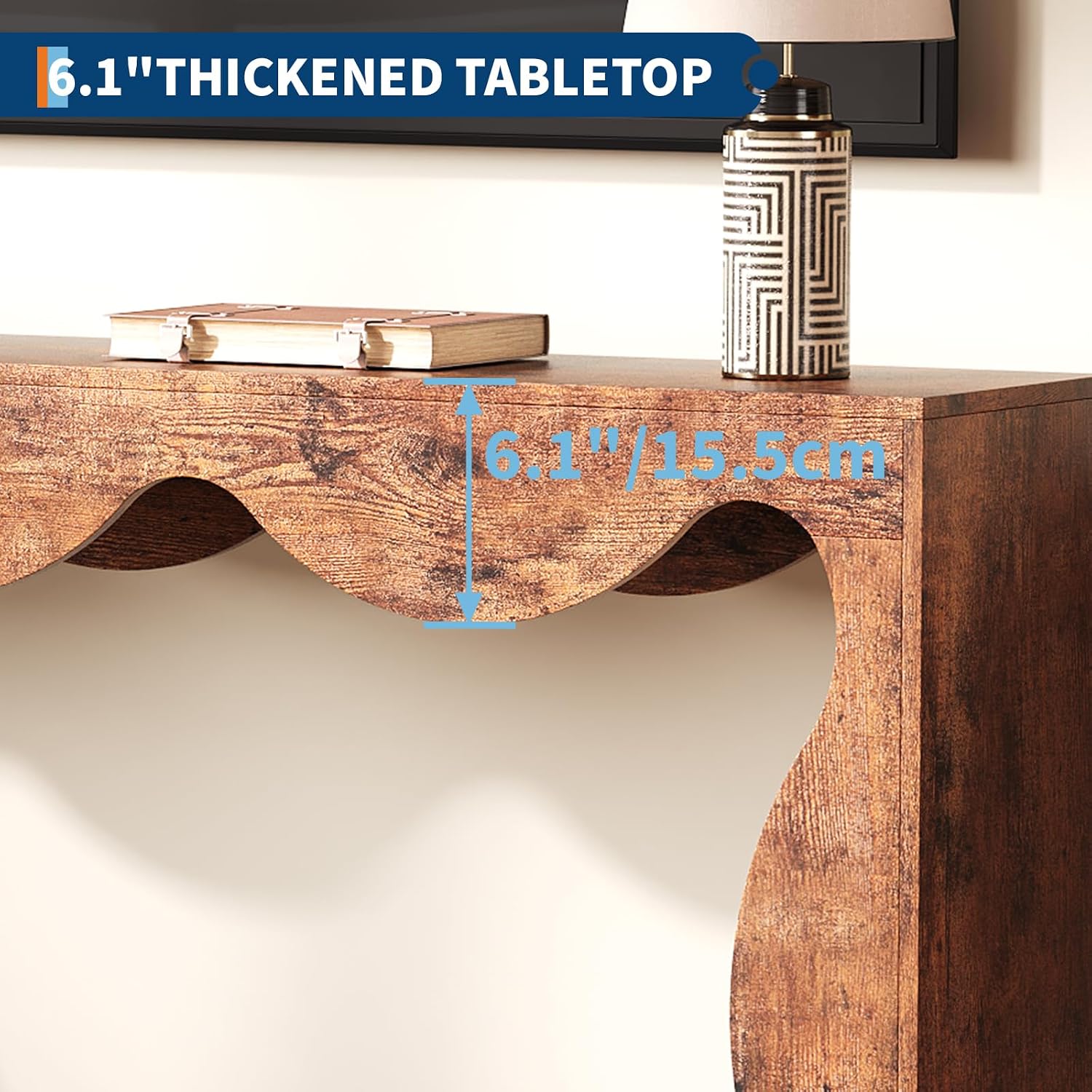 63' Long Console Table for Entryway, Wooden Entry Table, Behind Couch Tables with Storage, Industrial Console Sofa Tables for Living Room, Hallway, Entrance, Foyer