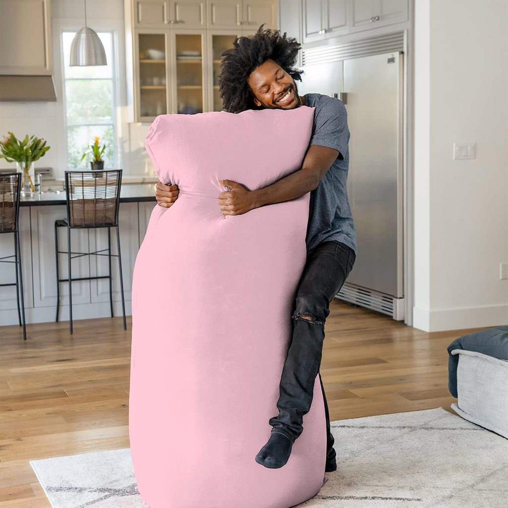 Yogibo Max 6 Foot Giant Bean Bag Chair Bed Lounger for Adults, Kids and Teens with Filling, Extra Large, Oversized, Big, Huge, Plush, Sensory Beanbag Couch Sofa Sack, Washable Cover, Flamingo
