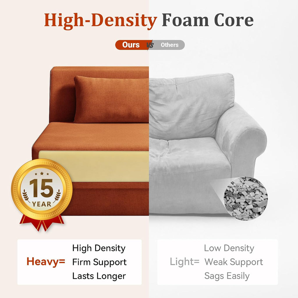 Fold Out Chair Bed, Folding Sofa Bed with High-Density Support Foam, Portable 3 in 1 Convertible Chair Bed Sleeper for Adults, Versatile Floor Couch for Living Room Bedroom, Brown | Washable Cover, With pillow, Foldable Bed Chair