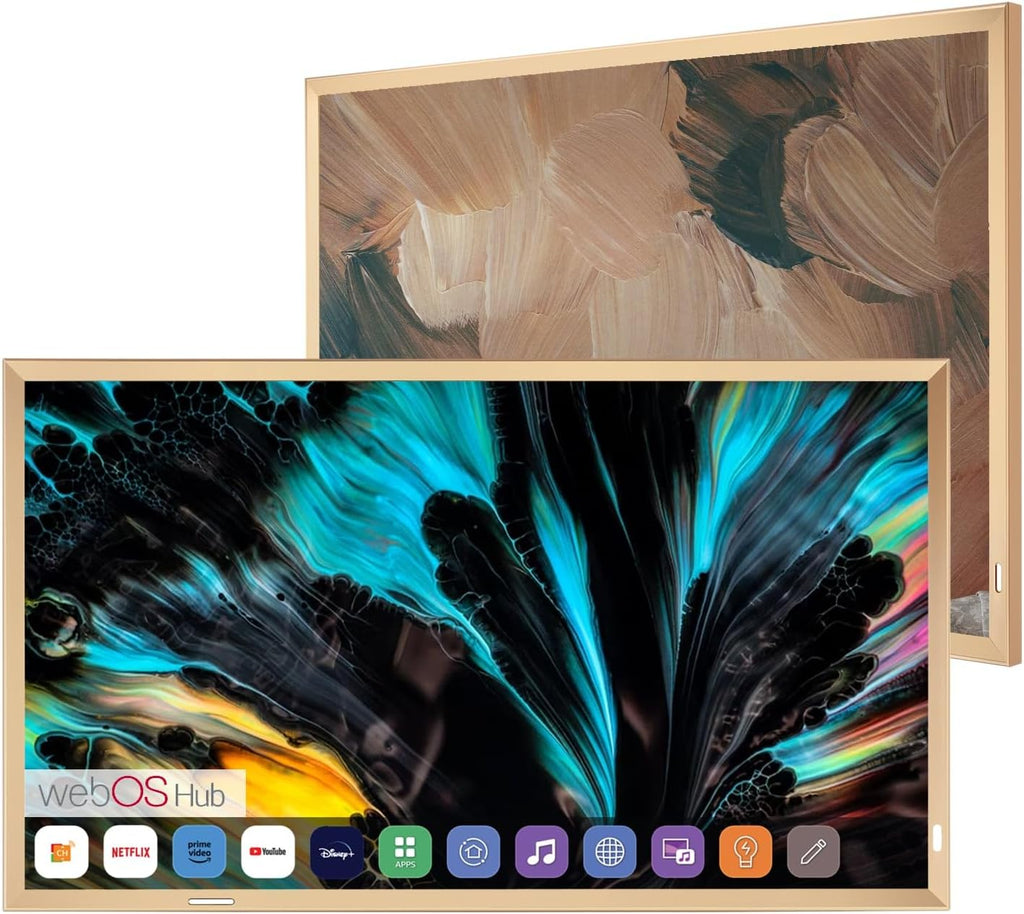 Soulaca 43 inches Smart Mirror TV with Champagne Gold Aluminum Alloy Frame webOS Hub ATSC DTV ThinQ Voice Control Built-in Streaming Apps for Kitchen Smart Gallery