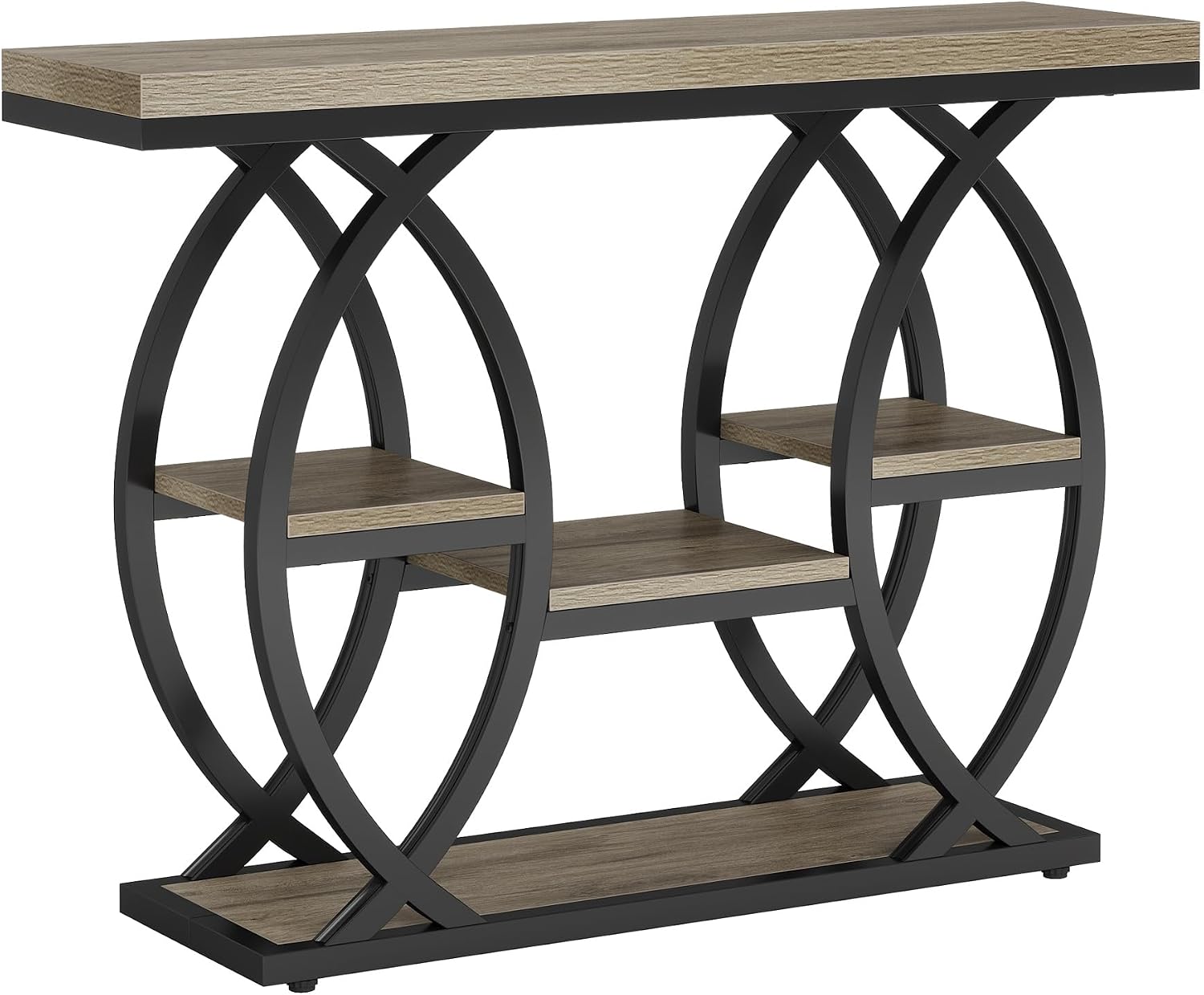 Tribesigns 39.4' Console Table, Industrial 4-Tier Sofa Table Entryway Table with Storage Shelves, Narrow Wood Accent Tables with Metal Frame for Small Spaces, Hallway, Foyer, Grey