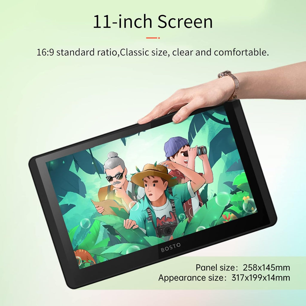 12HD-A H-IPS LCD Graphics Drawing Tablet Monitor 11.6 Inch Size 1366x768 Display 8192 Pressure Level Passive Technology with Tilt Function Support OS USB-Powered Low Consumption