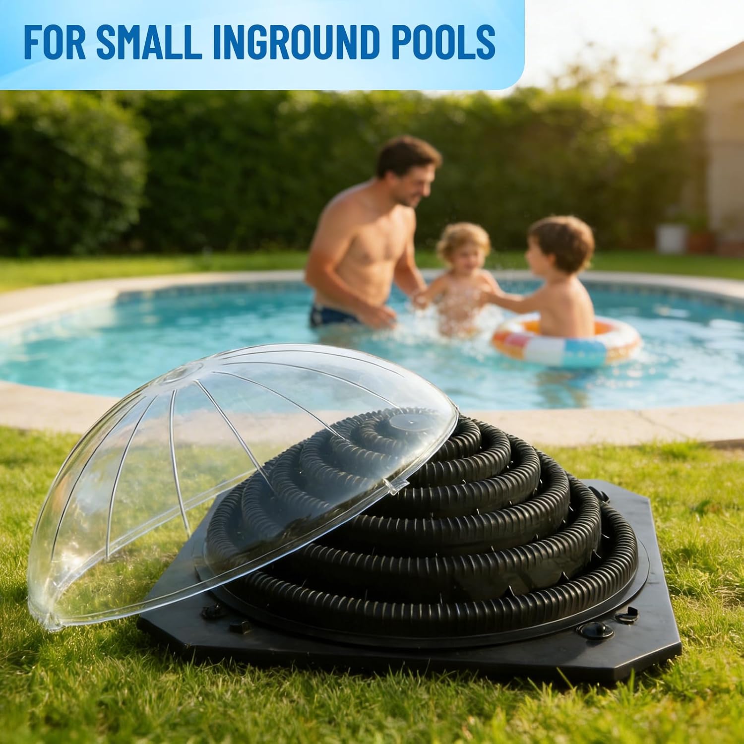 VINGLI Solar Pool Heater Above Ground Domed Solar Powered Swimming Pool Heater Contour Pool Heating Coil (2 Packs), Black