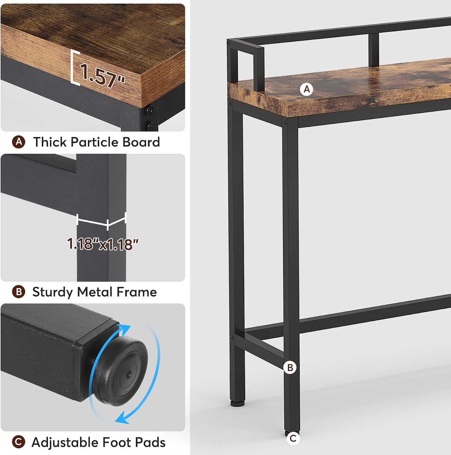 LITTLE TREE Console Table Behind Sofa Couch, 70.9 Inch Long and Narrow Entryway Table