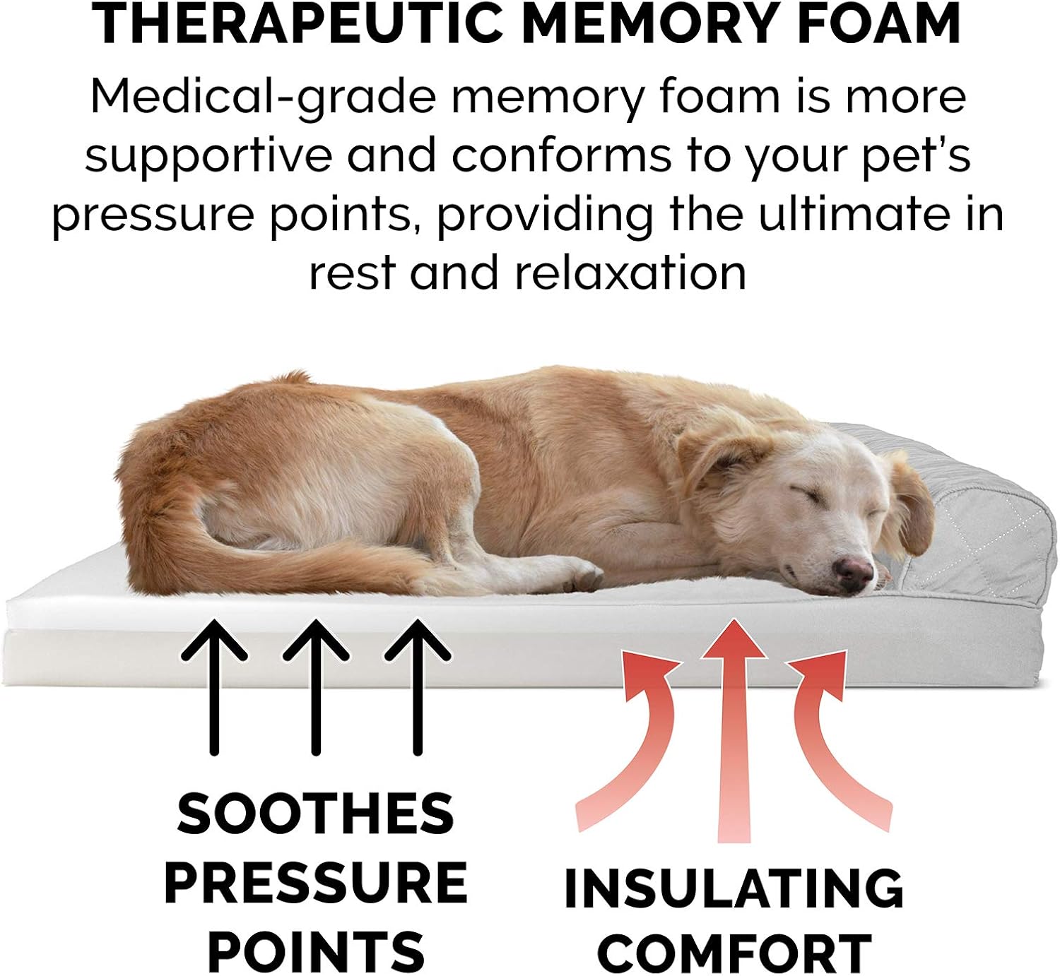Furhaven Memory Foam Dog Bed for Large Dogs w/ Removable Bolsters & Washable Cover, For Dogs Up to 125 lbs - Quilted Sofa - Silver Gray, Jumbo Plus/XXL