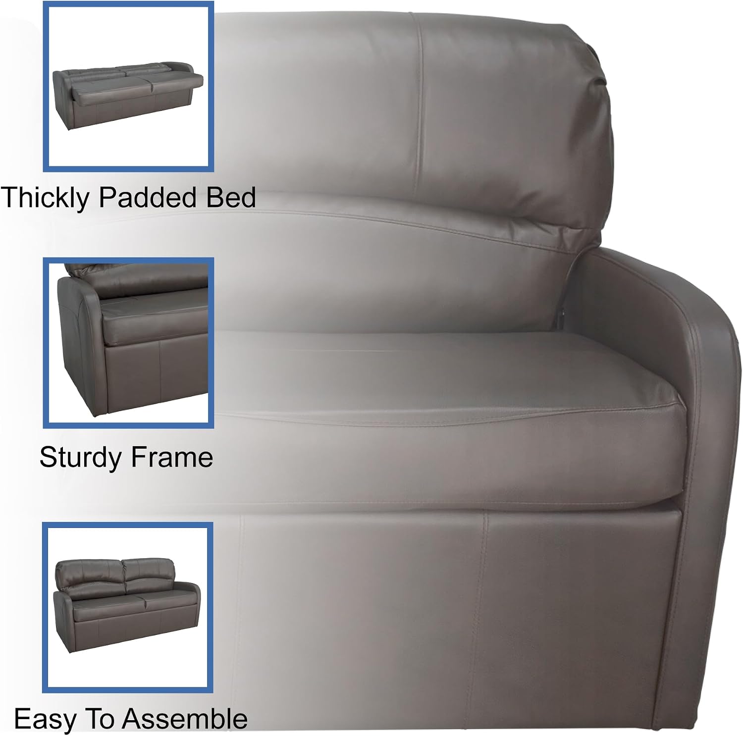 RecPro Charles Collection | 70' RV Jack Knife Sofa w/Arms | RV Sleeper Sofa | RV Couch | RV Living Room (Slideout) Chestnut