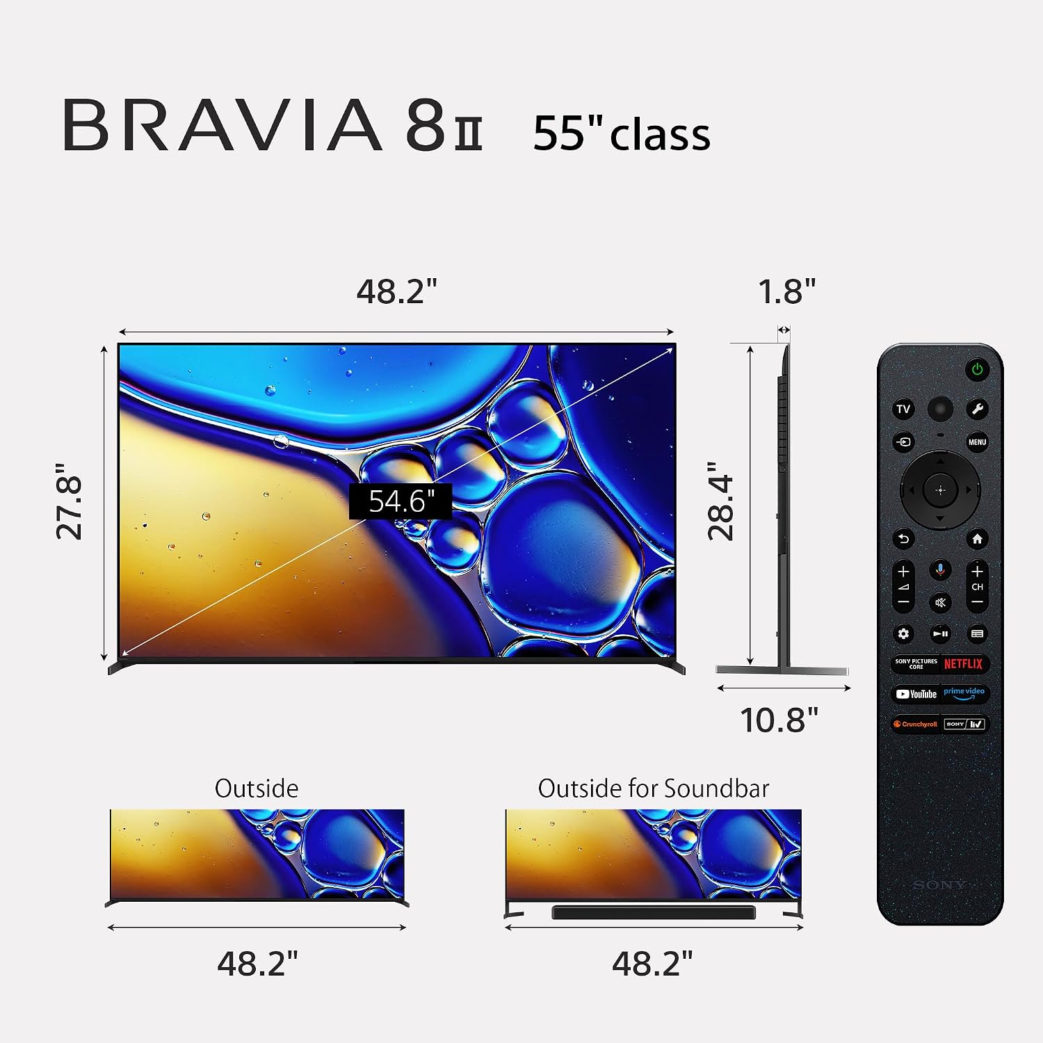SONY K55XR80M2 55 Inch Bravia 8 QD-OLED 4K HDR Google TV with an AudioQuest Cinnamon 48 2.25M 8K-10K 48Gbps HDMI Digital Cable (2025)