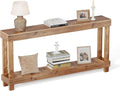 Rustic Farmhouse Console Table with 2 Tiers - Distressed Reclaimed Wood Entryway Sofa Table, Narrow Long Behind Couch Table for Living Room & Bedroom,46x28x10 Inch,Natural Wood(Oak)